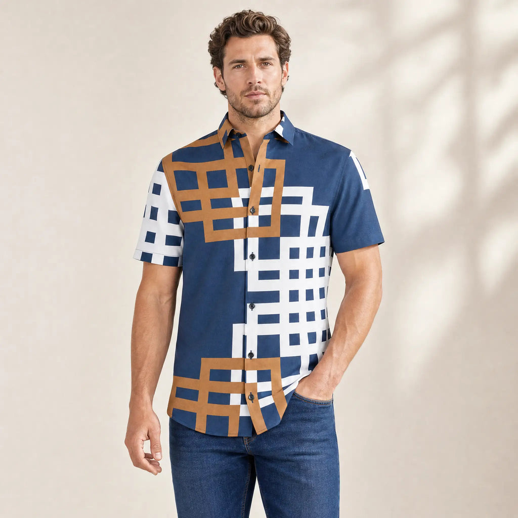 Camisa Sport Azul Classic Fit Perry Ellis CS00916