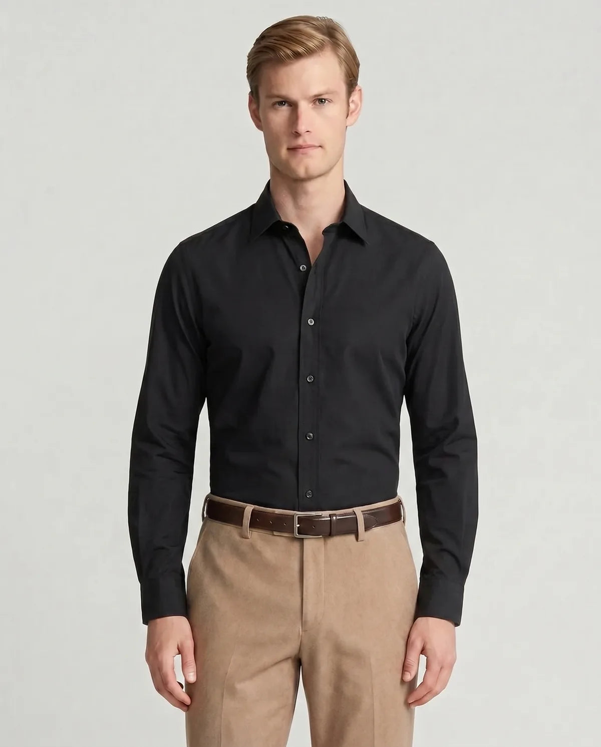 Camisa Sport Classic Fit Perry Ellis CS00918 - Negro - Modelo frente medio