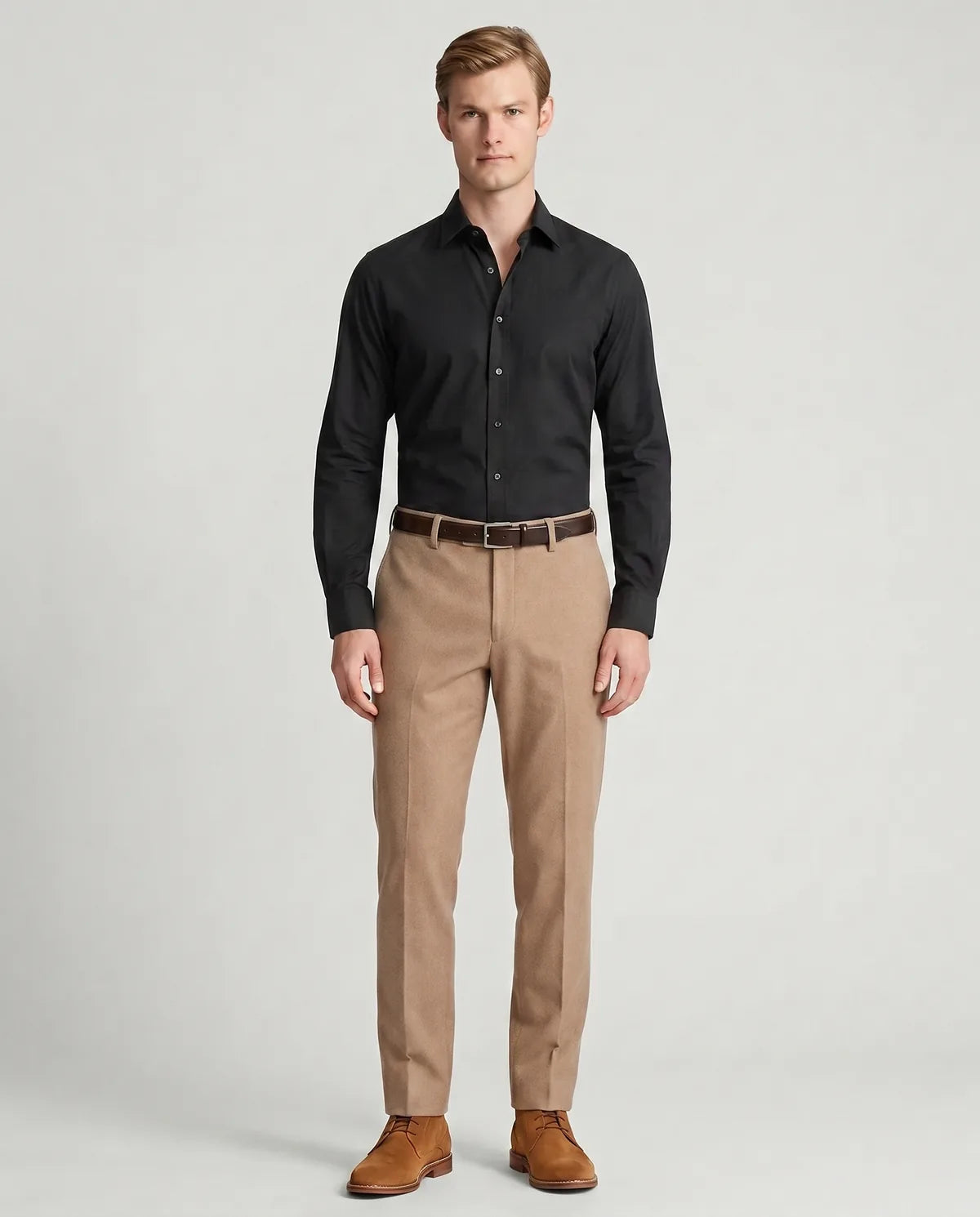 Camisa Sport Classic Fit Perry Ellis CS00918 - Negro - Modelo cuerpo completo