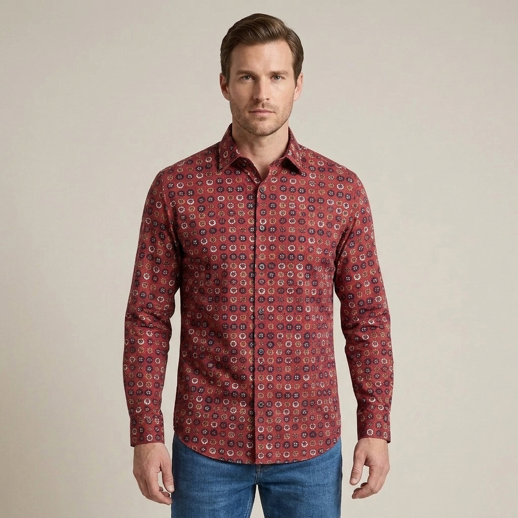 Camisa Sport Rojo Classic Fit Perry Ellis CS00927
