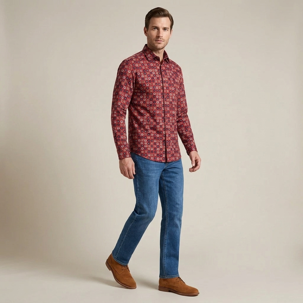 Camisa Sport Rojo Classic Fit Perry Ellis CS00927