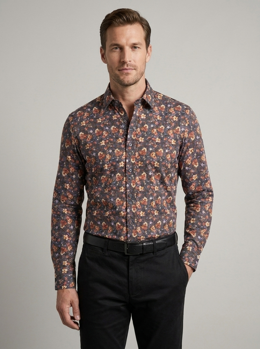 Camisa Sport Gris Oscuro Classic Fit Perry Ellis CS00930 Imagen principal del producto