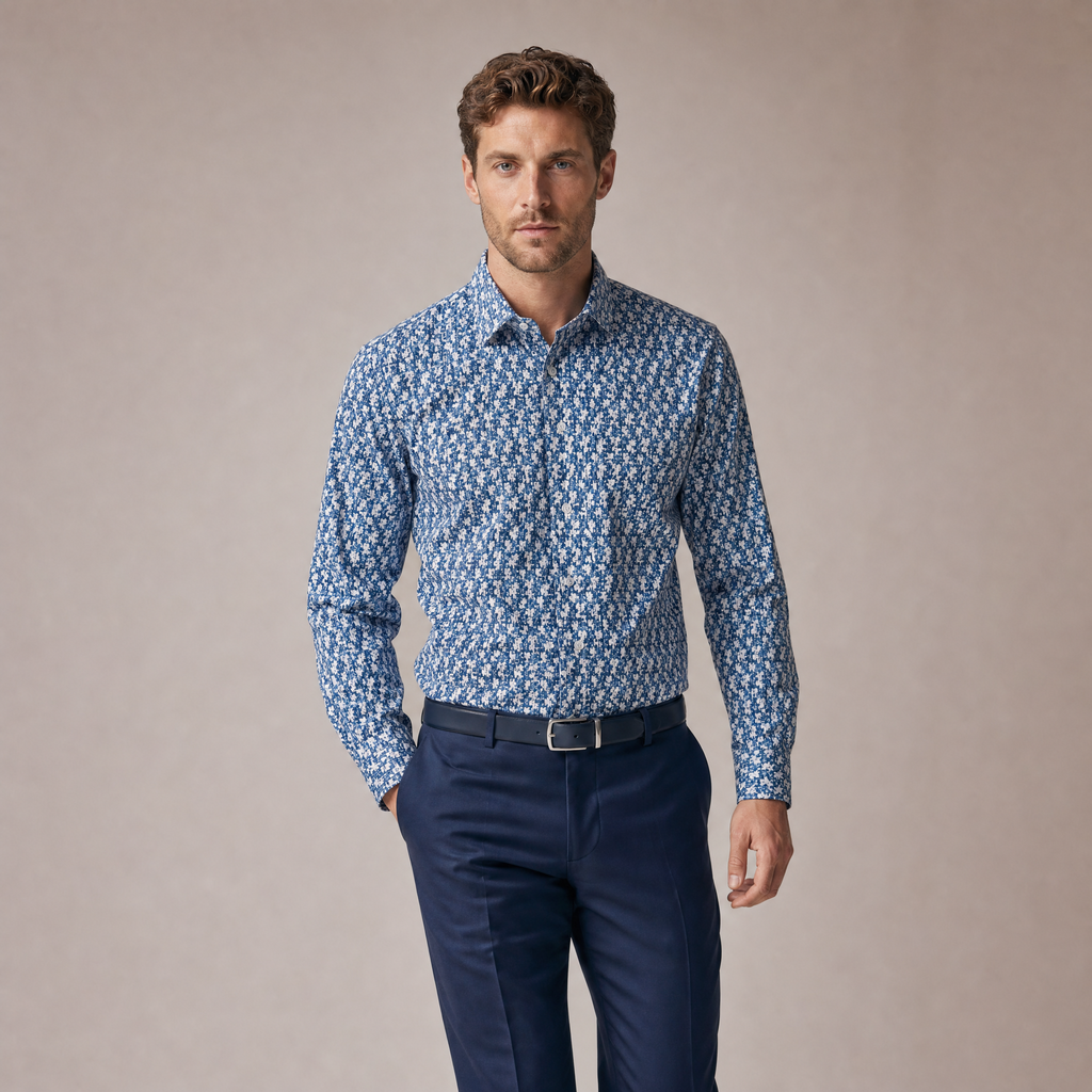Camisa Sport Azul Classic Fit Perry Ellis CS00932