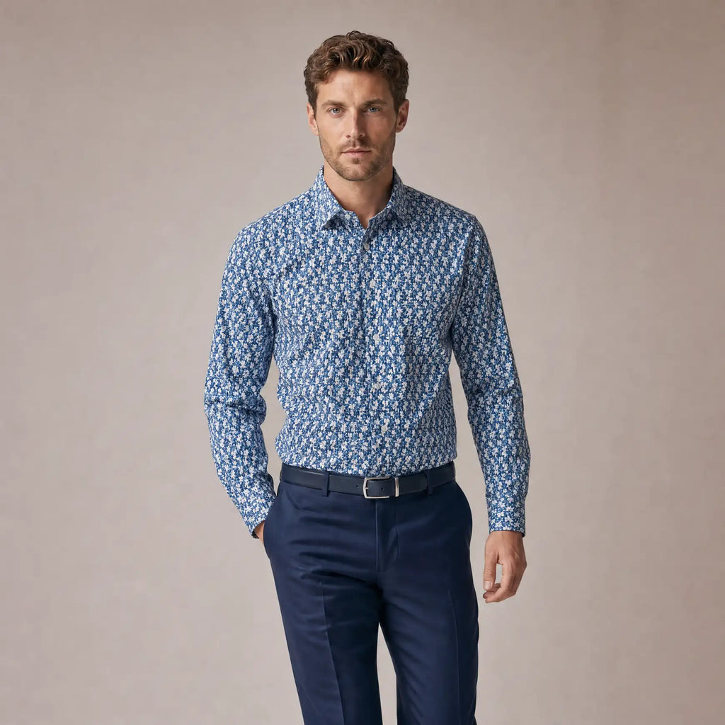 Camisa Sport Azul Classic Fit Perry Ellis CS00932