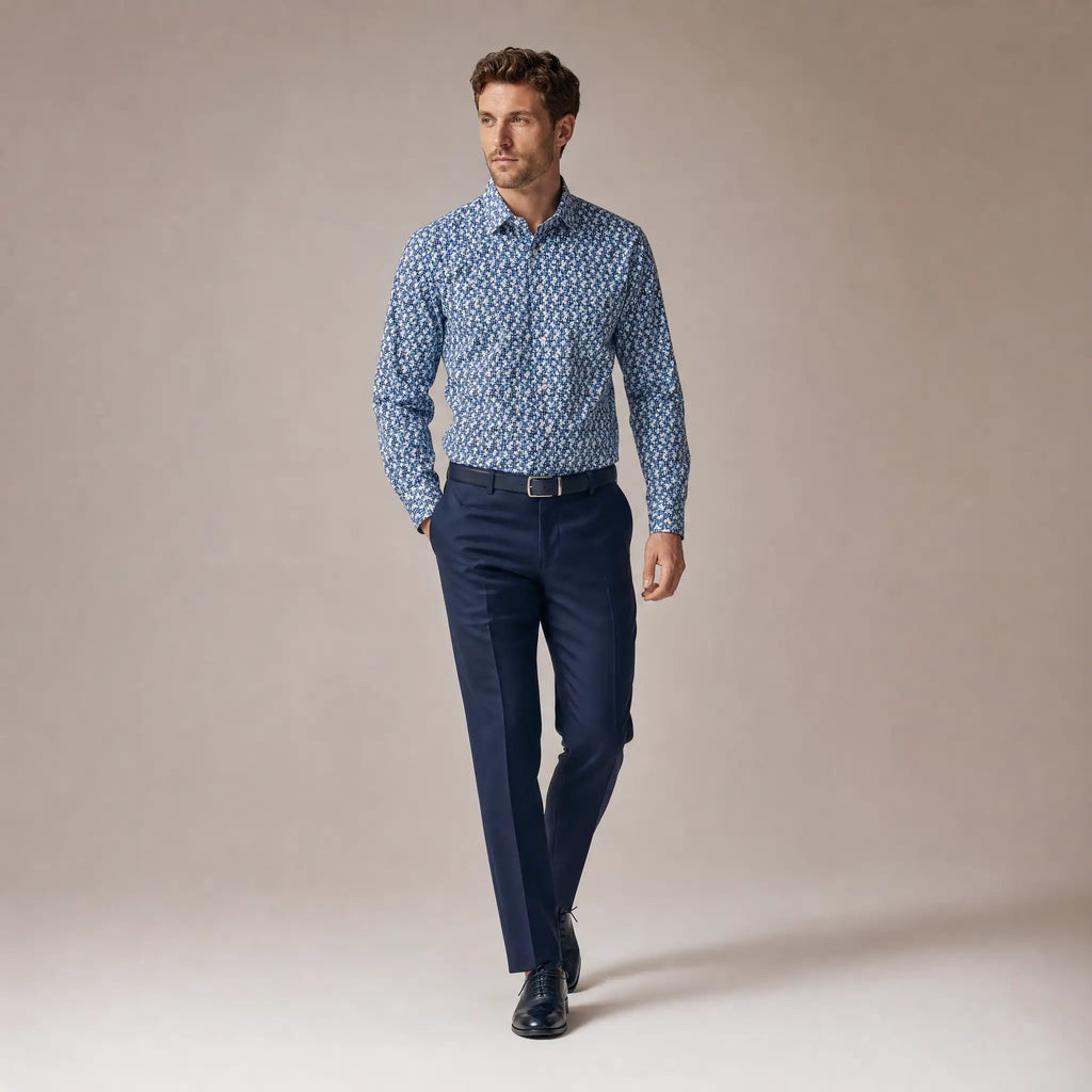 Camisa Sport Azul Classic Fit Perry Ellis CS00932