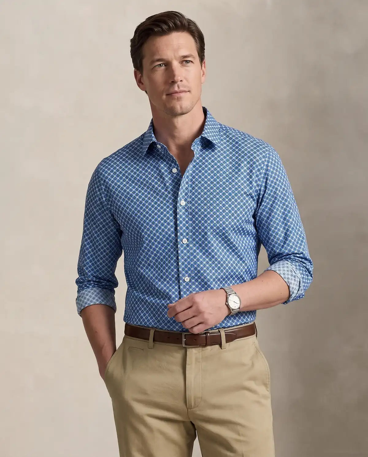 Camisa Sport Azul Classic Fit Perry Ellis CS00935