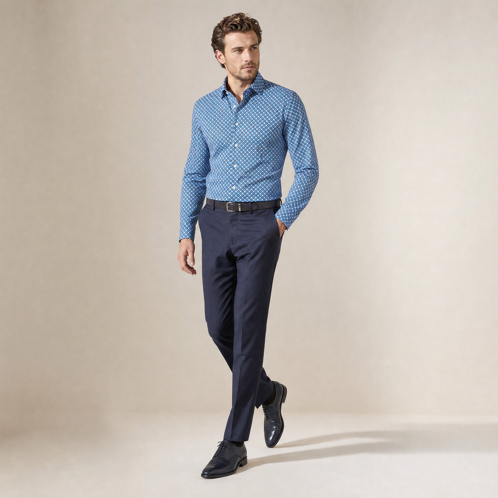 Camisa Sport Azul Classic Fit Perry Ellis CS00935