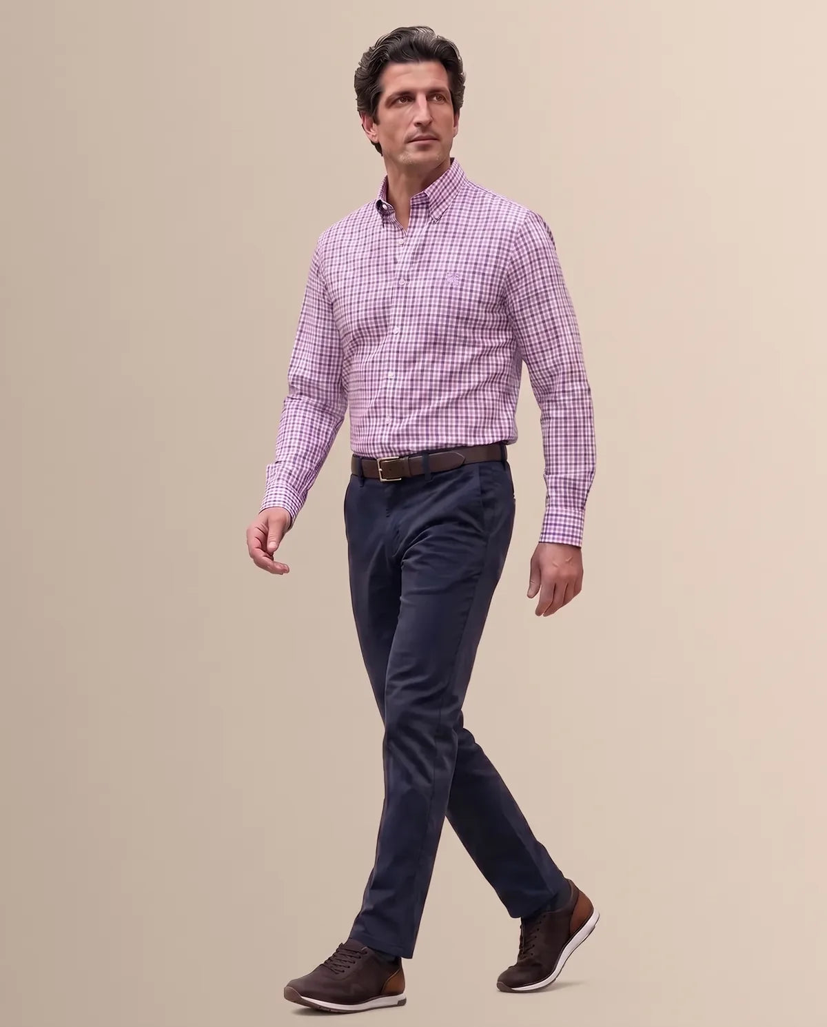 Camisa Sport Cuadros Button Down Collar Classic Fit Brooks Brothers CS00953 - Modelo cuerpo completo Imagen principal del producto
