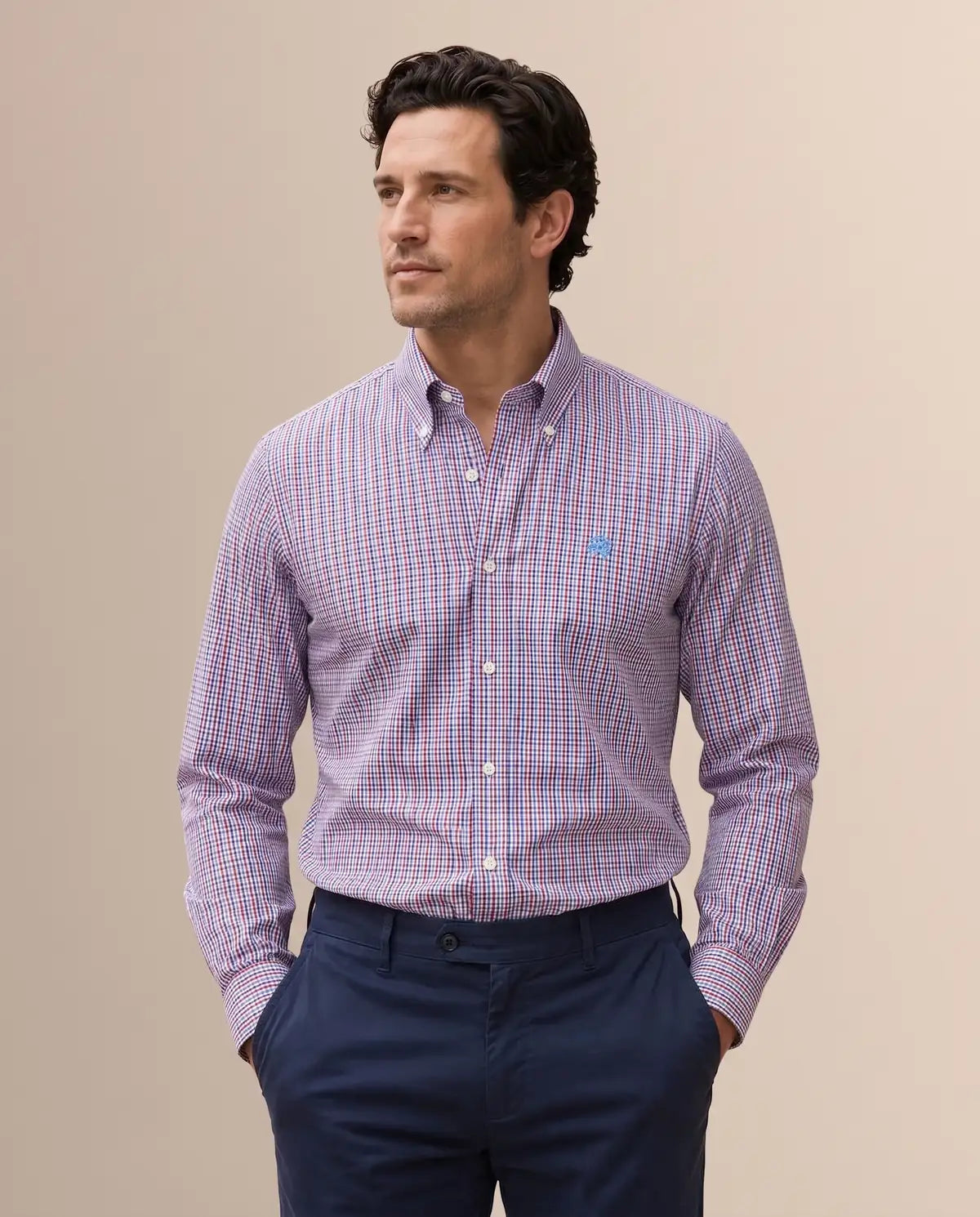 Camisa Sport Cuadros Friday Shirt Button Down Collar Classic Fit Brooks Brothers CS00970 - Modelo plano americano lookbook Imagen principal del producto