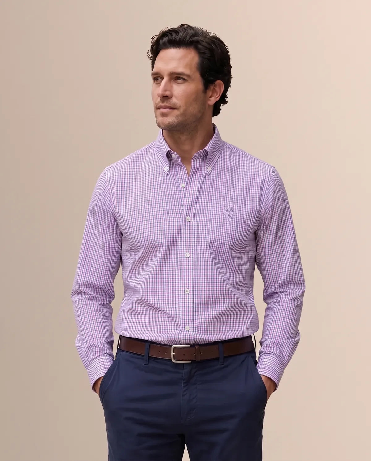 Camisa Sport Cuadros Button Down Collar Classic Fit Brooks Brothers CS00971 - Modelo plano americano lookbook Imagen principal del producto