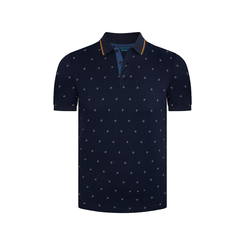 Camiseta Polo Classic Fit Perry Ellis CM00135 - Azul Oscuro - Frente ghost mannequin
