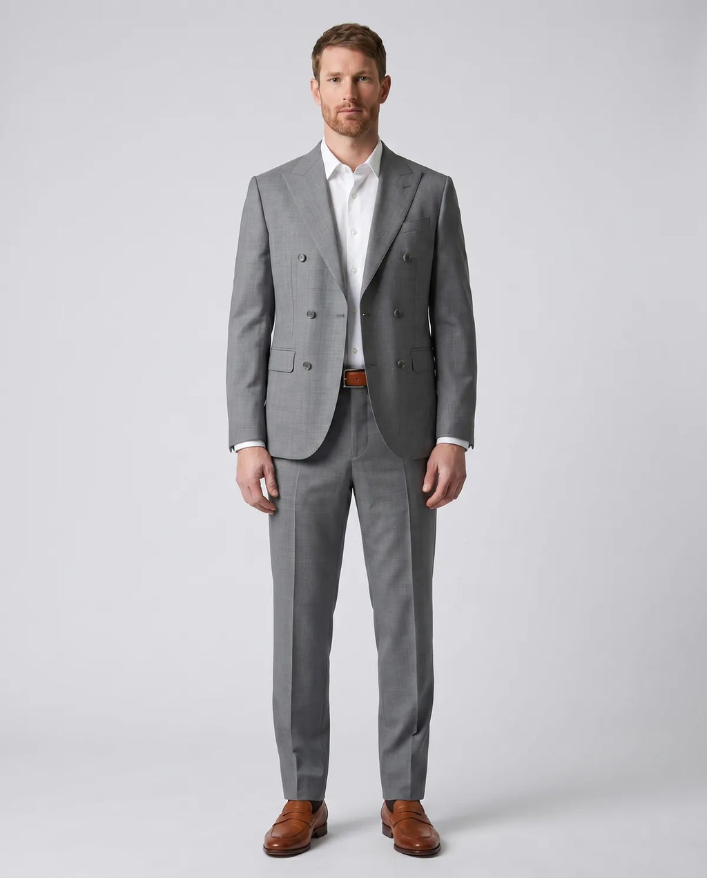 Pantalón Formal Brooks Brothers PF00192 - Gris Medio - Modelo cuerpo completo