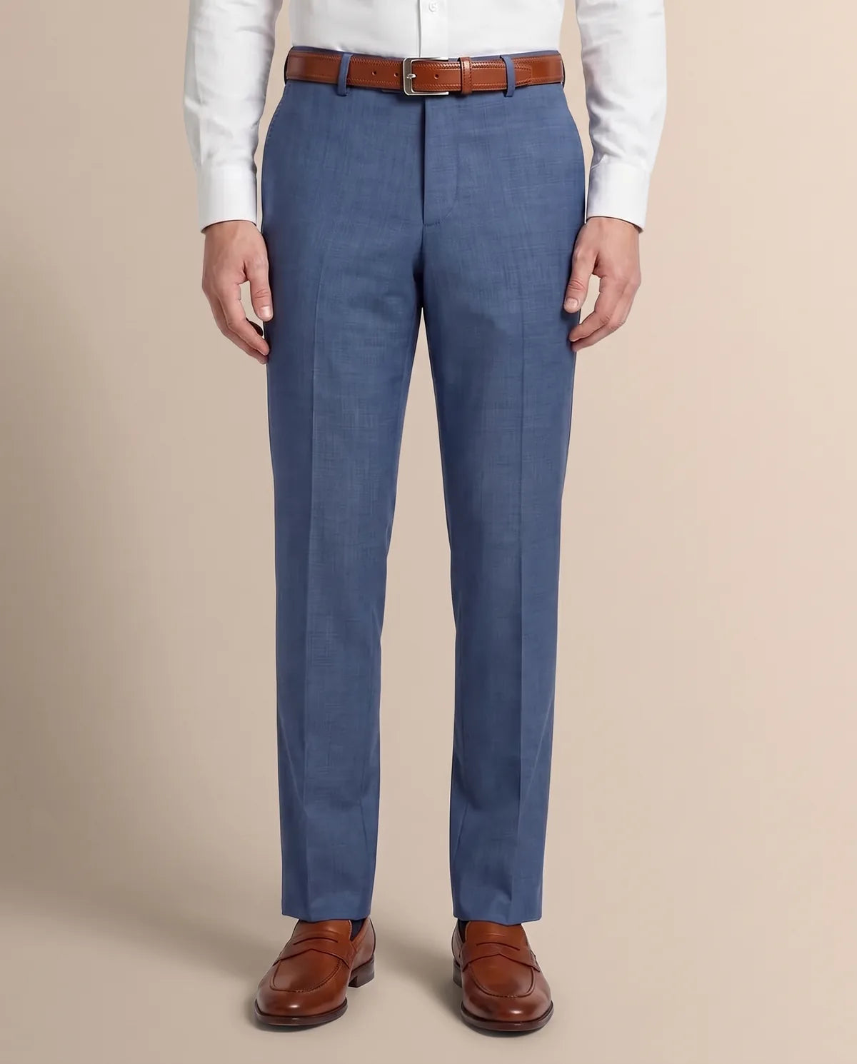 Pantalón Formal Brooks Brothers PF00192 - Azul Medio - Modelo frente medio Imagen principal del producto