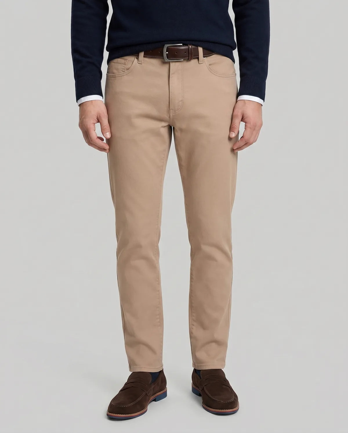 Pantalón Classic Fit Perry Ellis PS00147 - Camel - Modelo frente medio