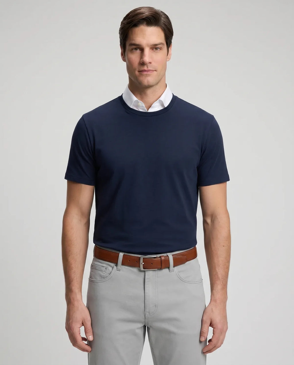 Pantalón Classic Fit Perry Ellis PS00147 - Gris Claro - Modelo frente medio