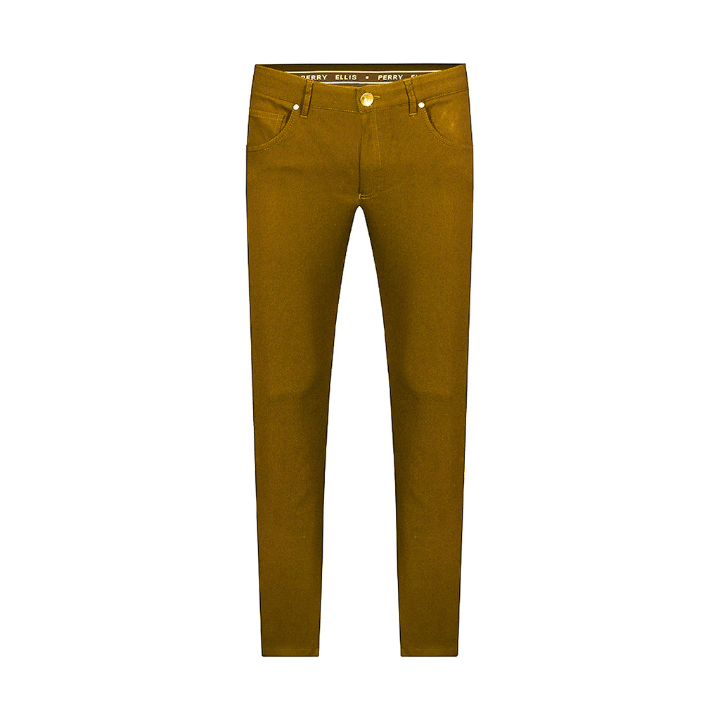 Pantalón 5 Pocket Classic Fit Perry Ellis PS00148 - Habano Medio - Frente ghost mannequin