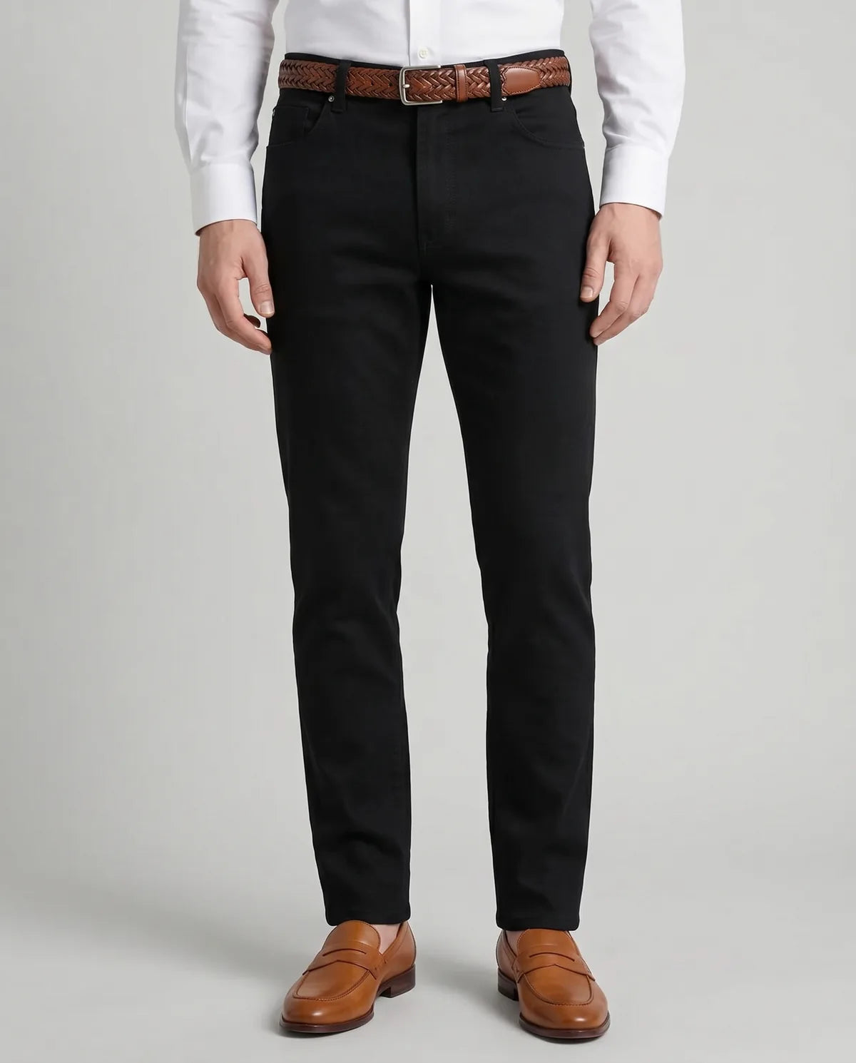 Pantalón 5 Pocket Classic Fit Perry Ellis PS00148 - Negro - Modelo frente medio Imagen principal del producto