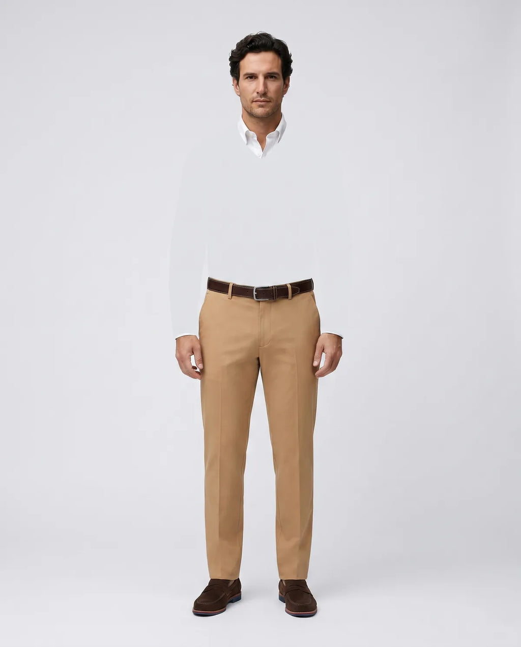 Pantalón Algodón Classic Fit Perry Ellis PS00157 - Habano - Modelo cuerpo completo