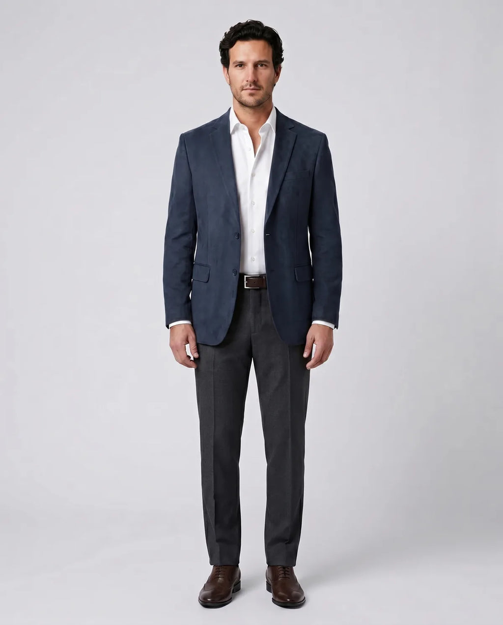 Saco Gamuza Classic Fit Guy Laroche SA00363 - Azul Oscuro - Modelo cuerpo completo