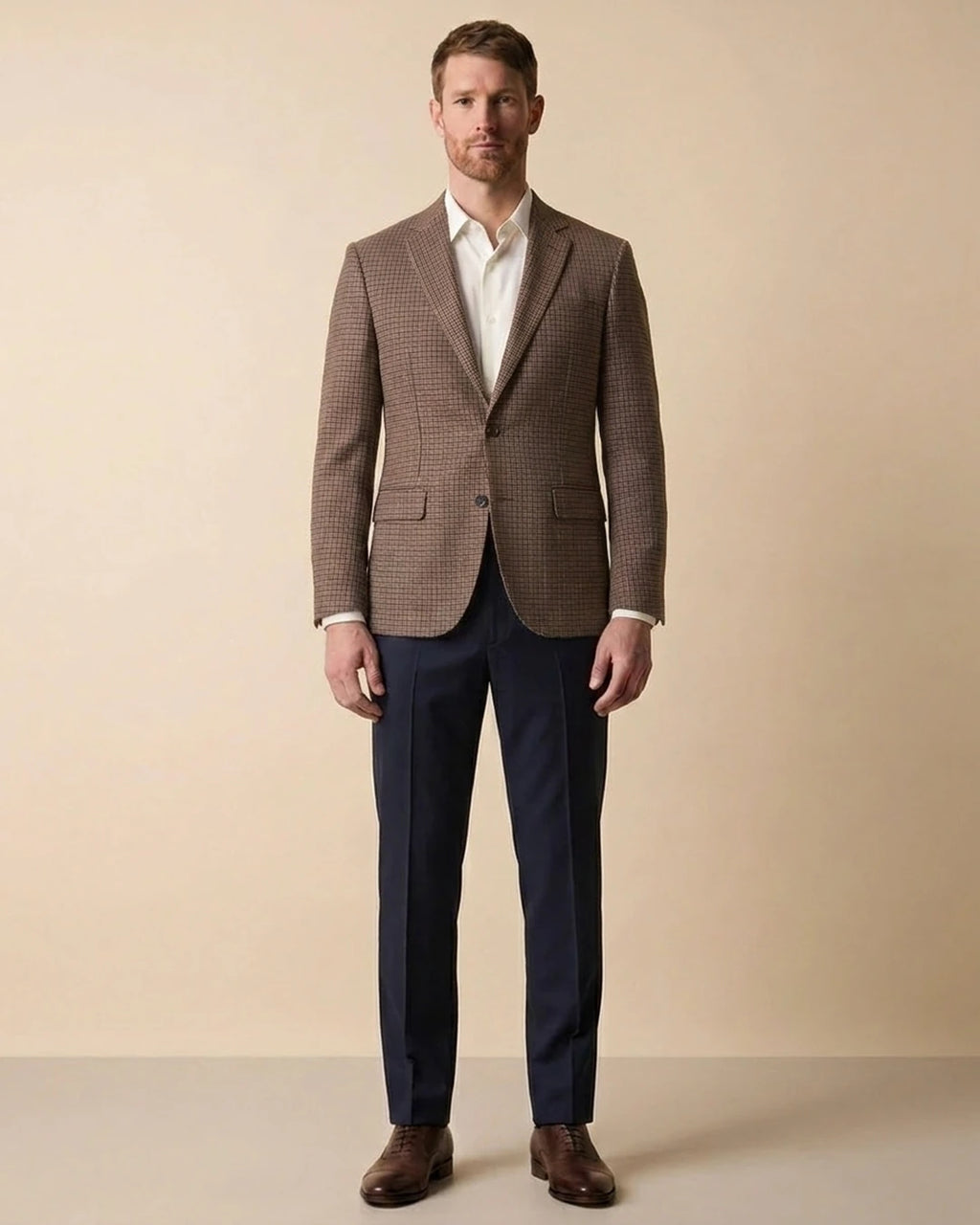 Saco Classic Fit 100% Lana Brooks Brothers SA00514 - Habano Medio - Modelo cuerpo completo