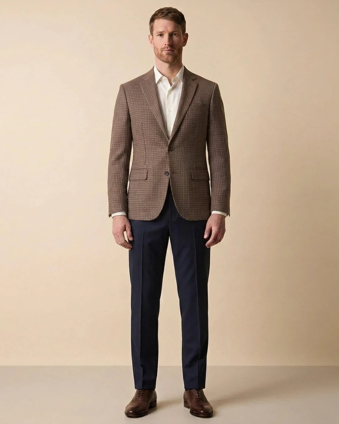Saco Classic Fit 100% Lana Brooks Brothers SA00514 - Habano Medio - Modelo cuerpo completo
