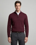 Sweater Perry Ellis Half Zip SW00071P - Vino - Modelo frente medio