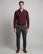 Sweater Perry Ellis Half Zip SW00071P - Vino - Modelo cuerpo completo