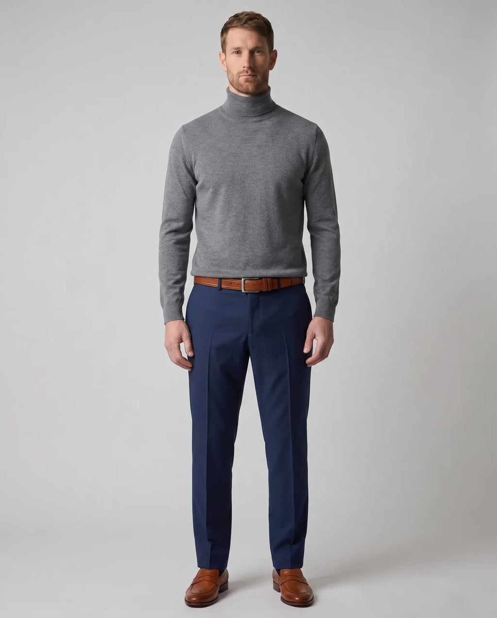 Sweater Perry Ellis Turtle Neck SW00097 - gris-4 - Modelo cuerpo completo