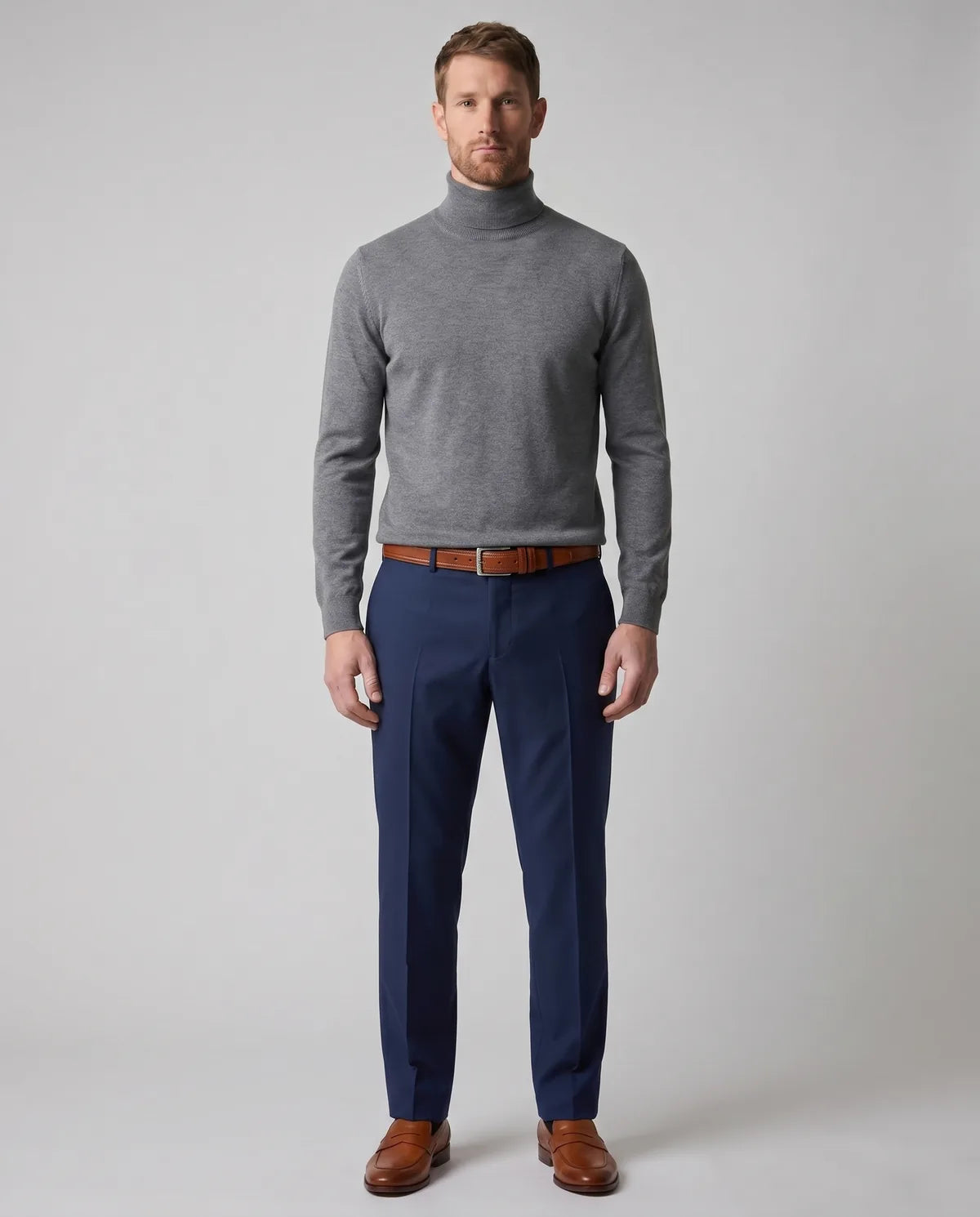 Sweater Perry Ellis Turtle Neck SW00097 - gris-4 - Modelo cuerpo completo