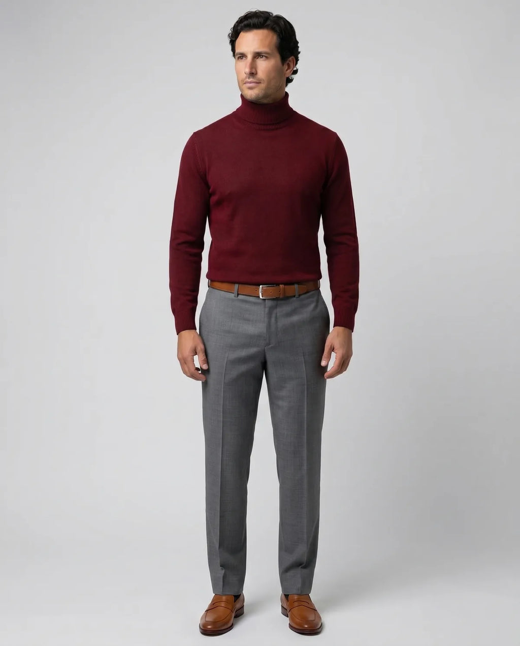 Sweater Perry Ellis Turtle Neck SW00097 - Rojo - Modelo cuerpo completo
