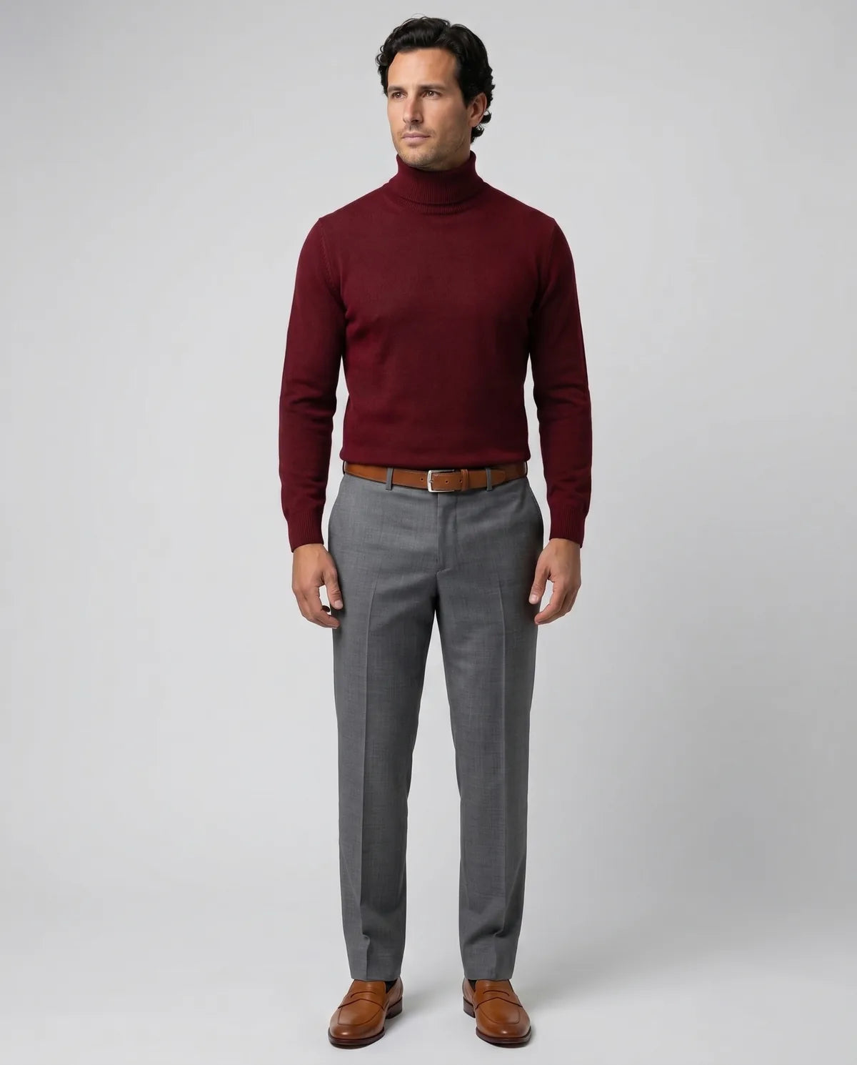 Sweater Perry Ellis Turtle Neck SW00097 - Rojo - Modelo cuerpo completo