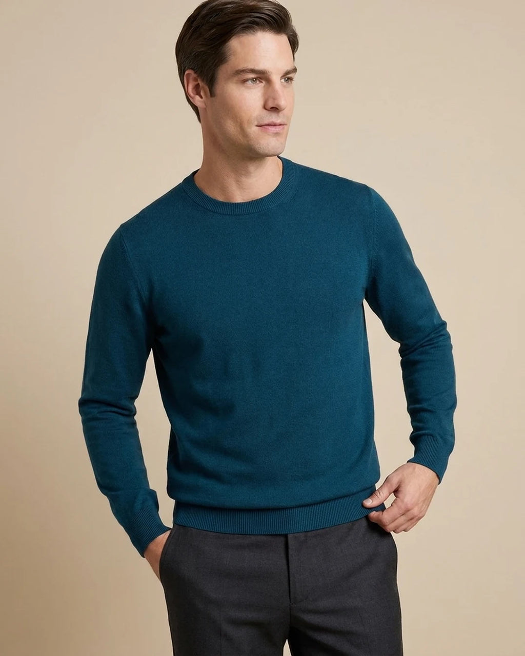Sweater Perry Ellis Crew Neck SW00098 - Azul Oscuro - Modelo plano americano lookbook