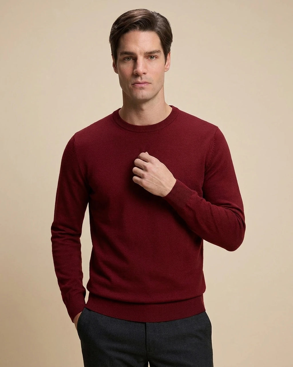 Sweater Perry Ellis Crew Neck SW00098 - Rojo - Modelo frente medio