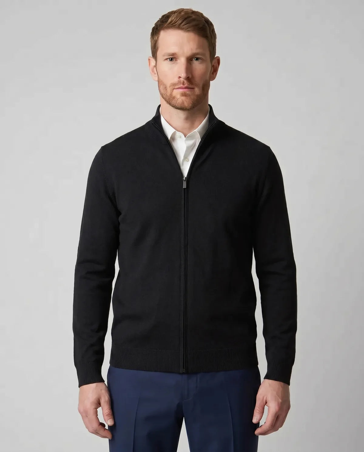 Sweater Perry Ellis Cremallera SW00100 - Negro - Modelo frente medio