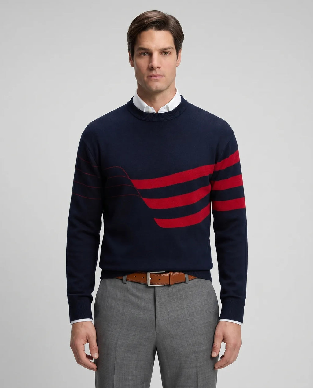 Sweater Perry Ellis Crew Neck SW00103 - Azul Oscuro - Modelo frente medio