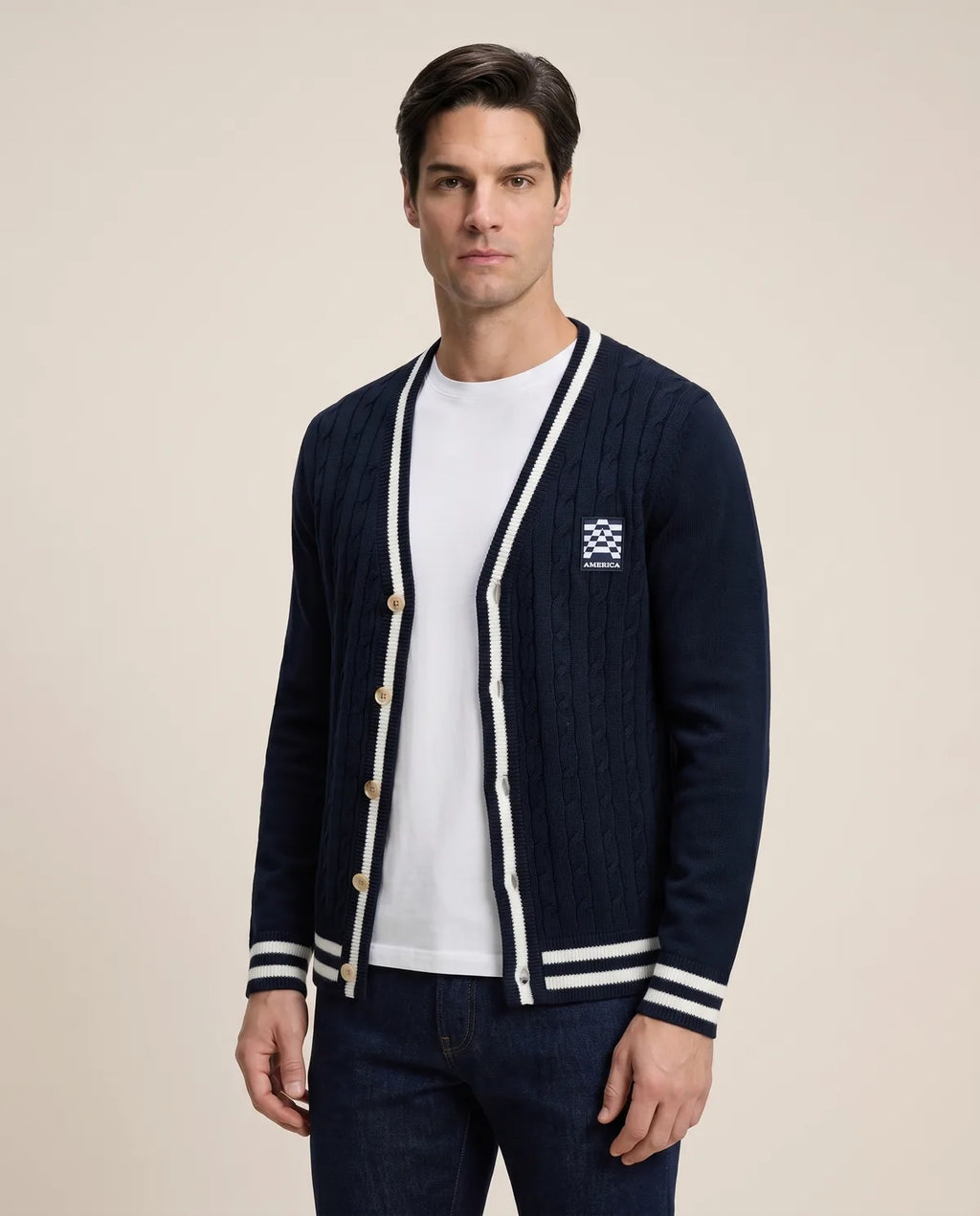 Sweater Perry Ellis Abierto - Azul Oscuro - Modelo 1