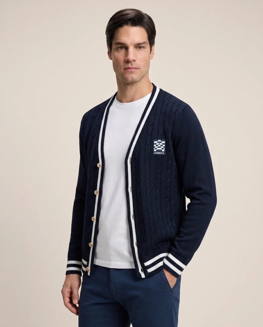 Sweater Perry Ellis Abierto - Azul Oscuro - Modelo 3