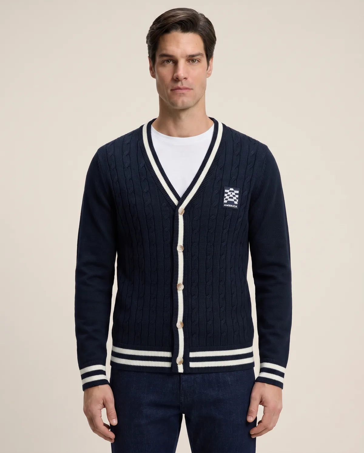 Sweater Perry Ellis Abierto - Azul Oscuro - Modelo 4