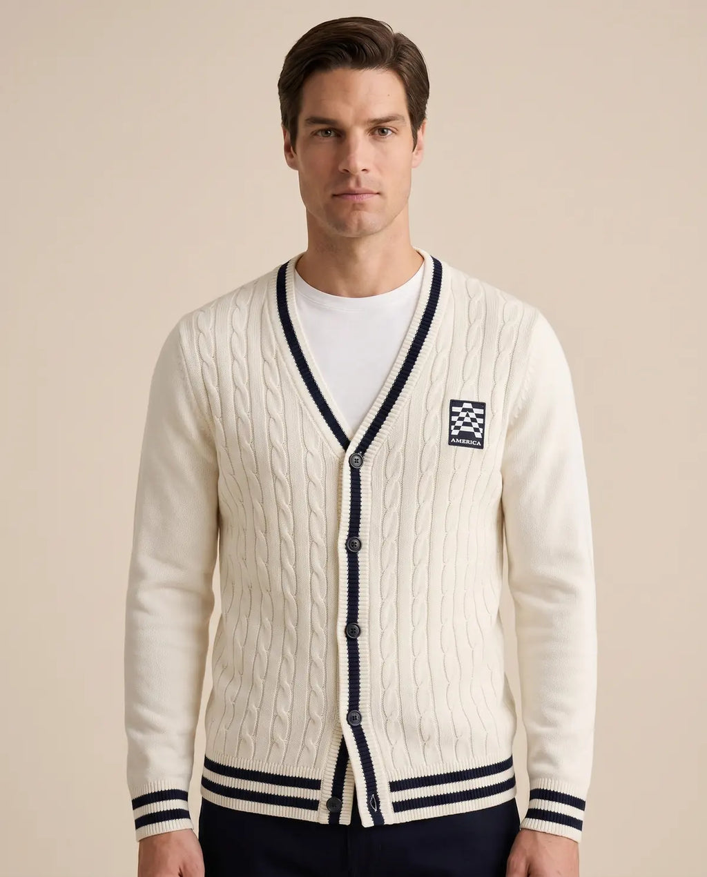 Sweater Perry Ellis Abierto - Blanco - Modelo 1