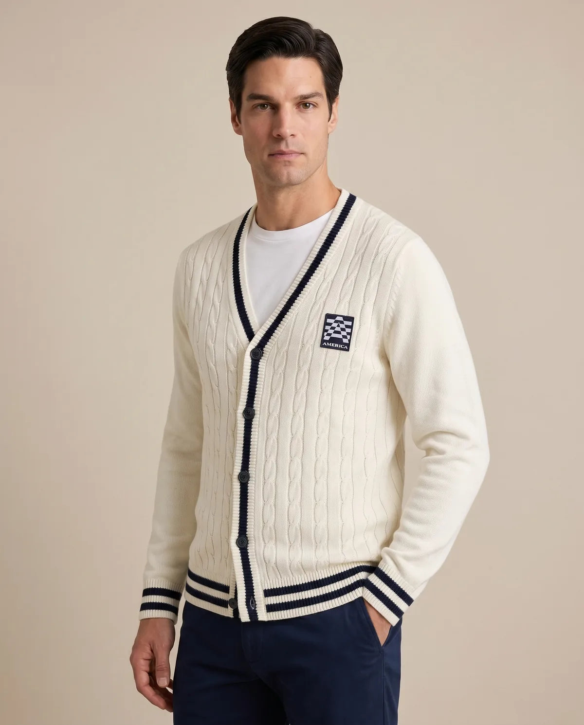 Sweater Perry Ellis Abierto - Blanco - Modelo 3