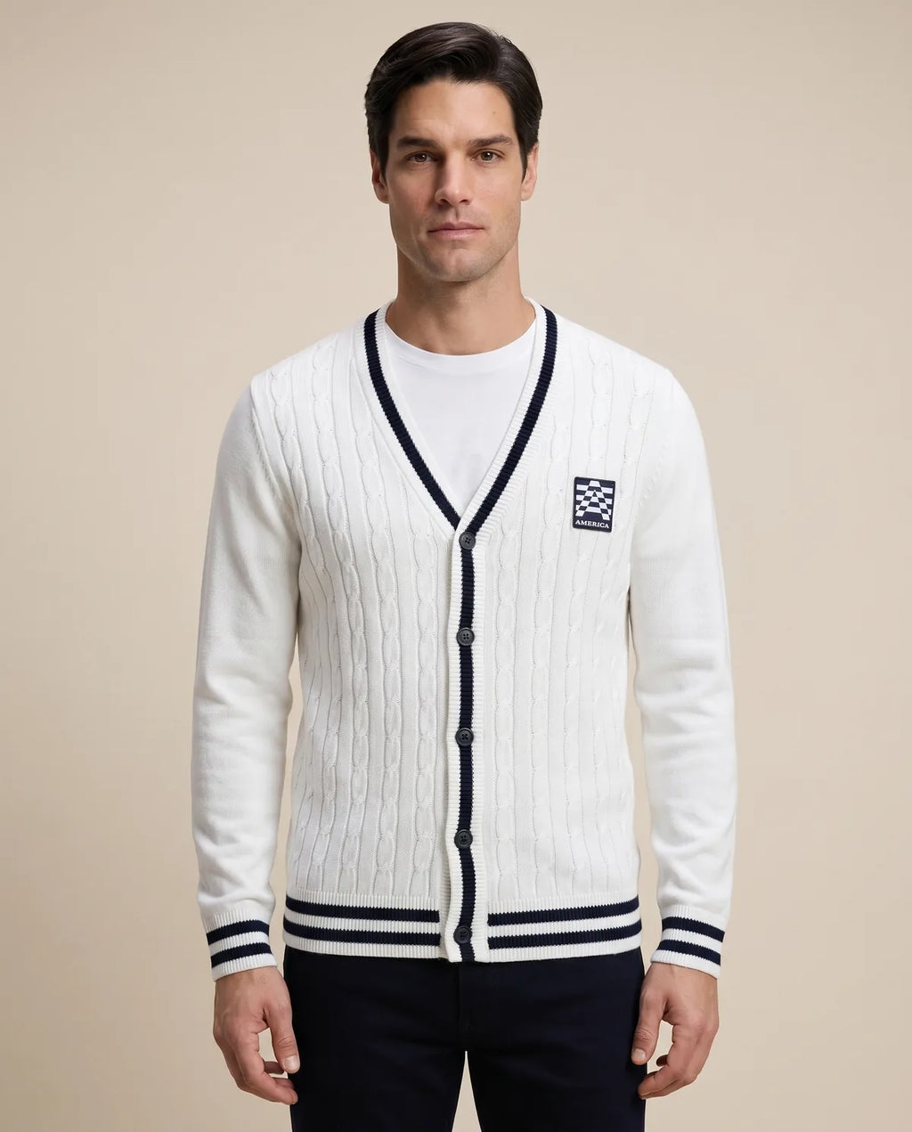 Sweater Perry Ellis Abierto - Blanco - Modelo 4