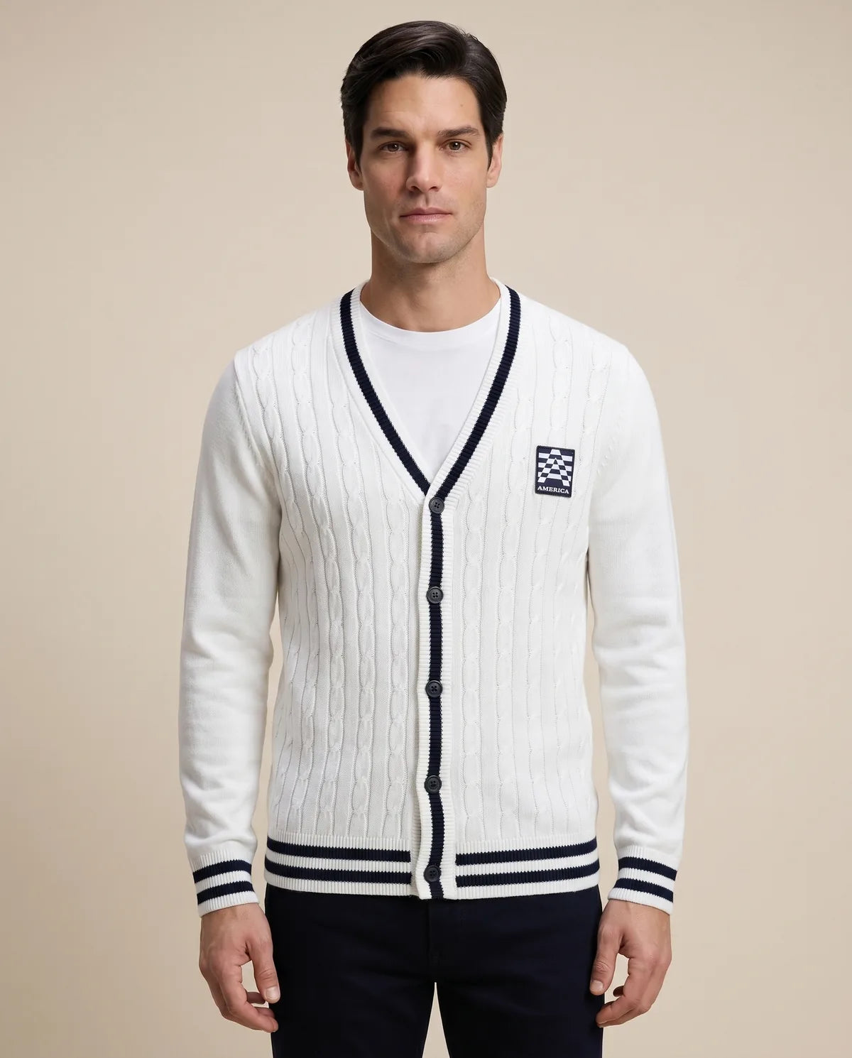 Sweater Perry Ellis Abierto - Blanco - Modelo 4