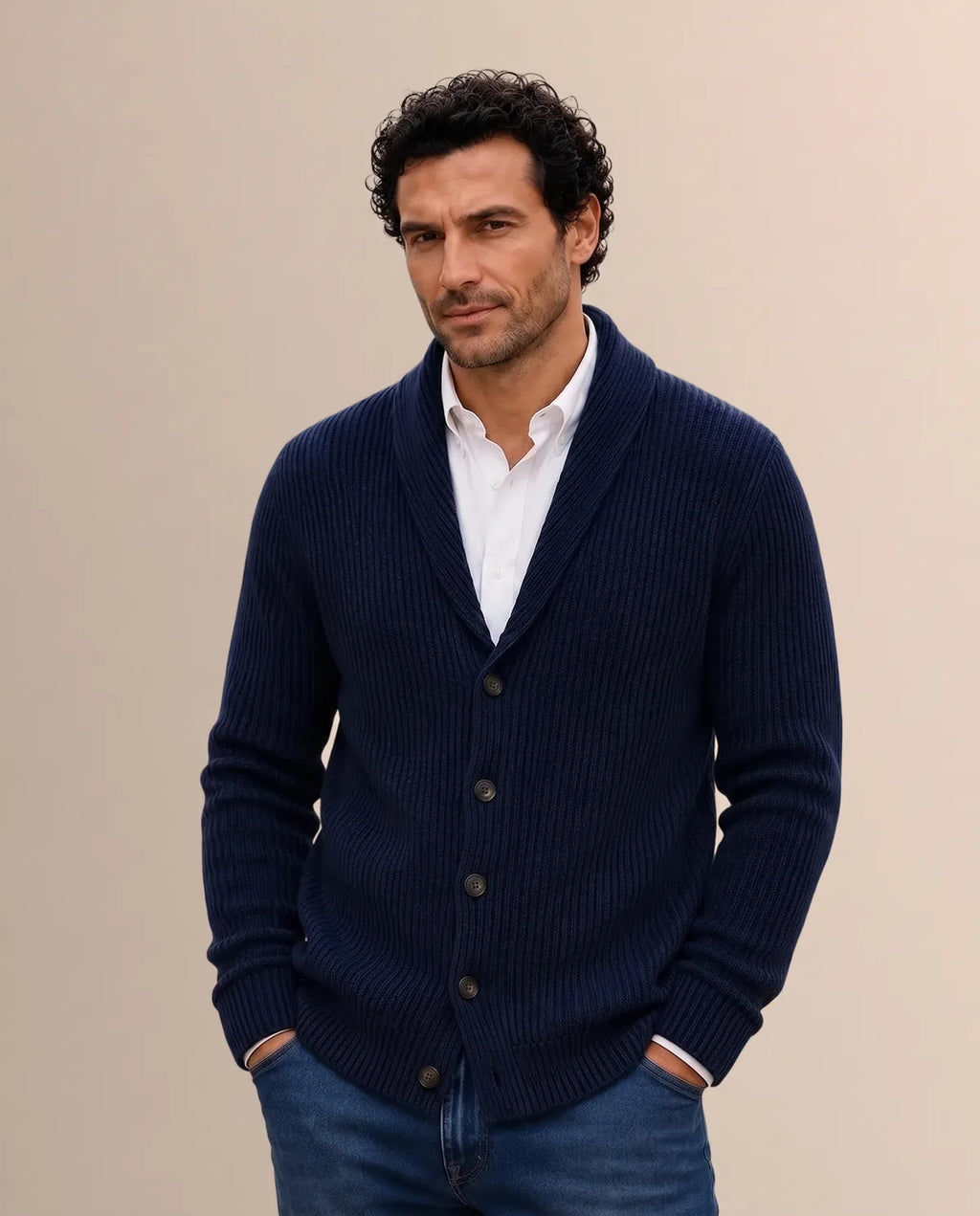 Sweater Algodón Shawl Neck Brooks Brothers SW00124 - Modelo lifestyle