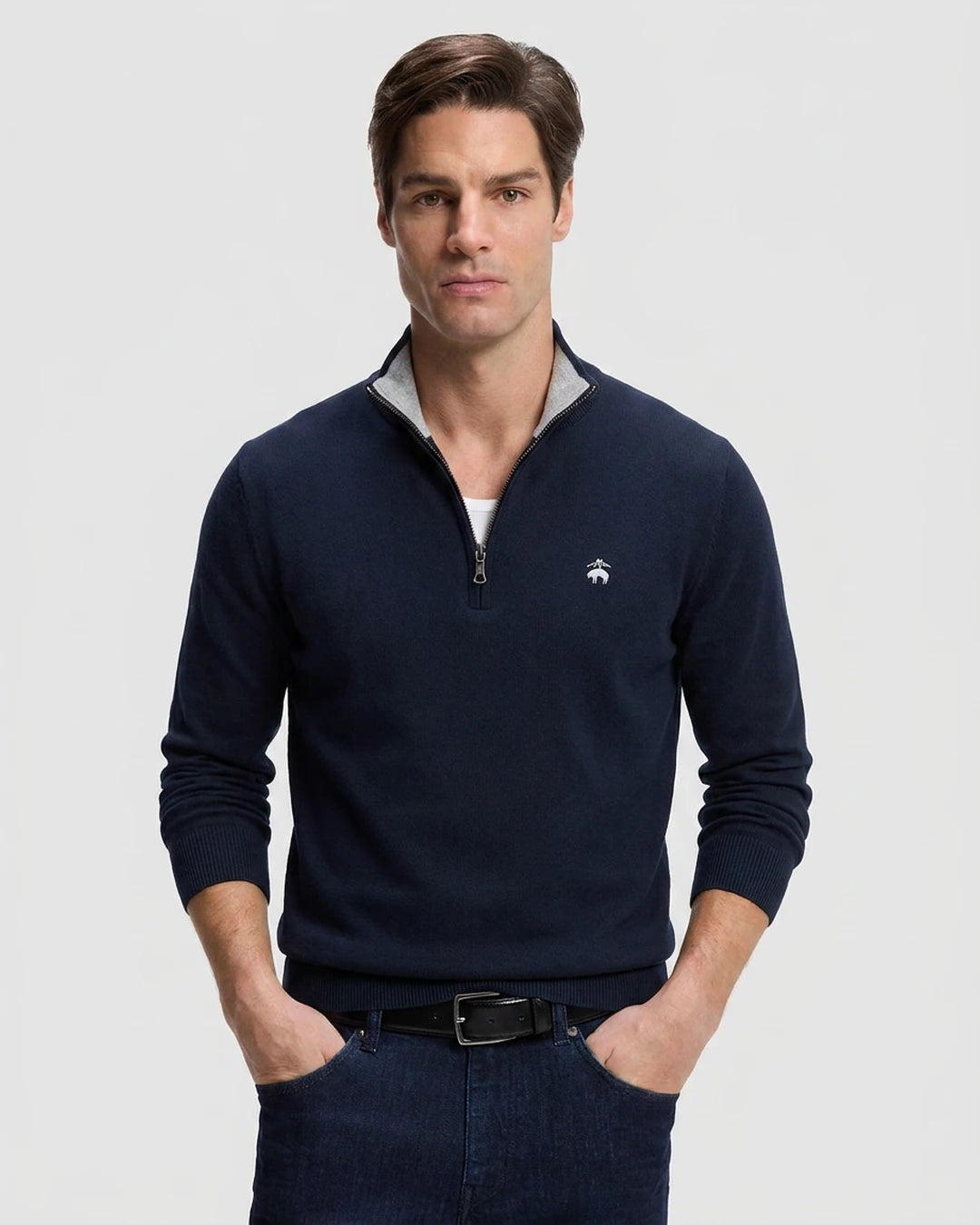 Sweater Algodón 100% Brooks Brothers SW00125 - Azul Oscuro - Modelo frente medio