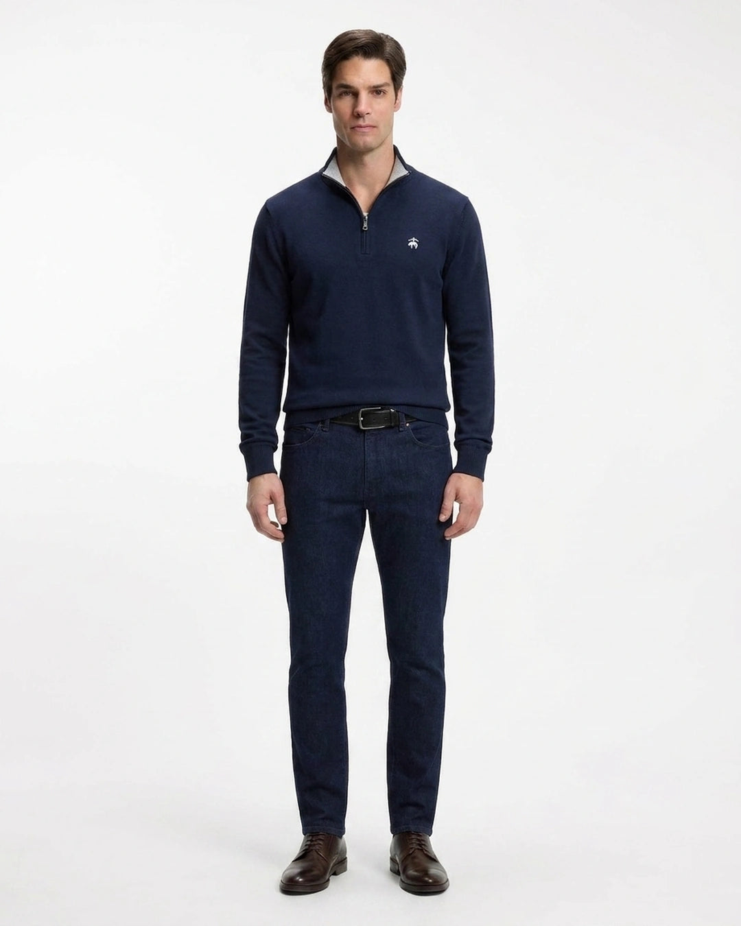 Sweater Algodón 100% Brooks Brothers SW00125 - Azul Oscuro - Modelo cuerpo completo