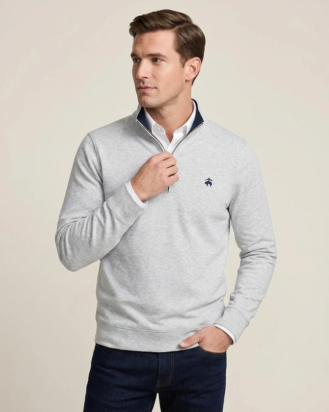 Sweater Algodón 100% Brooks Brothers SW00125 - gris-4 - Modelo plano americano lookbook