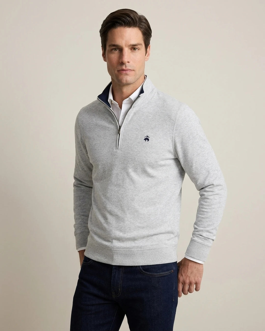 Sweater Algodón 100% Brooks Brothers SW00125 - gris-4 - Modelo frente medio