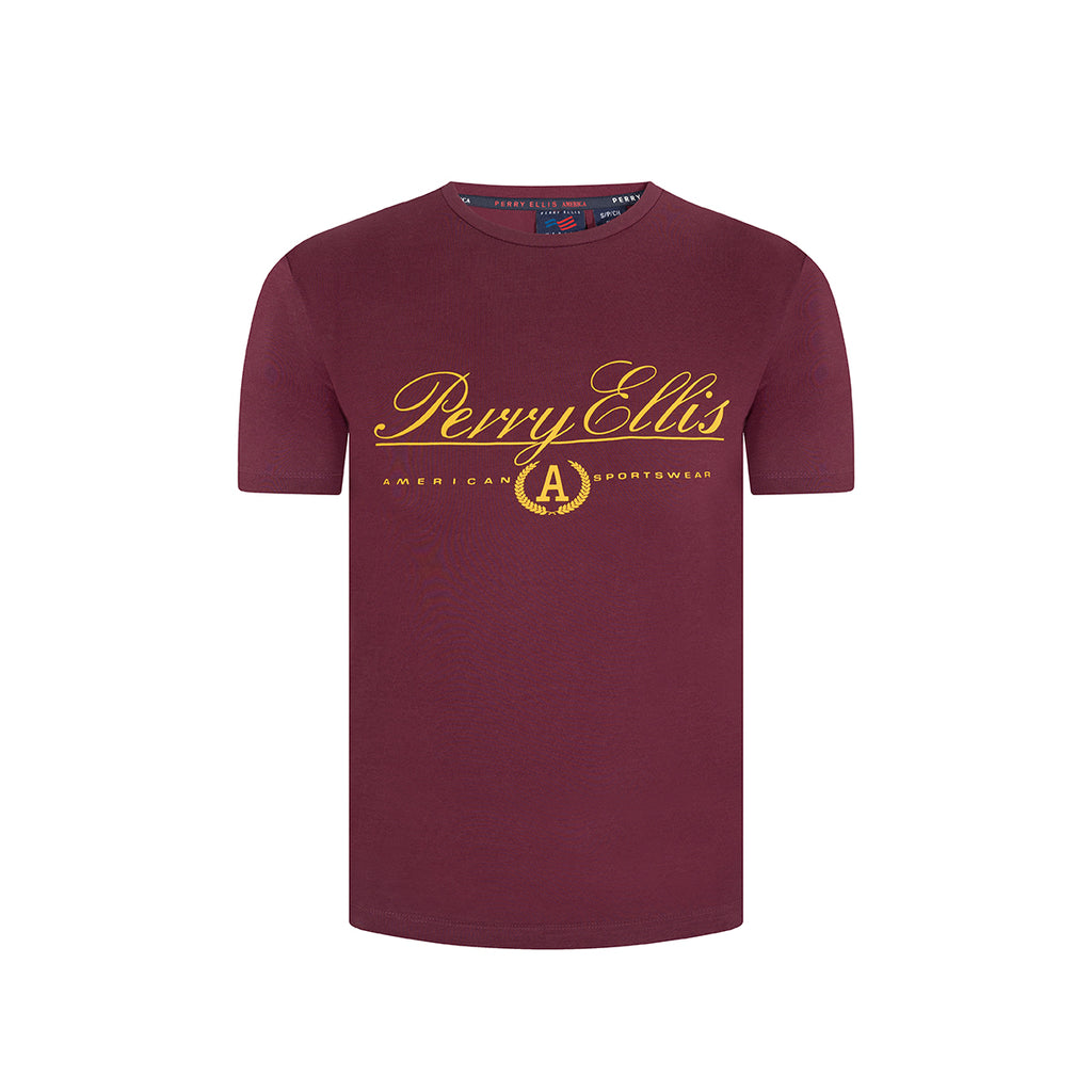 T-Shirt Perry Ellis TS00020 - Vinotinto - Frente ghost mannequin