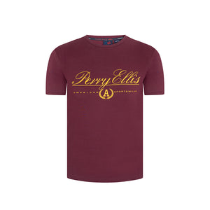 Camiseta vinotinto con diseño de Perry Ellis TS00020151