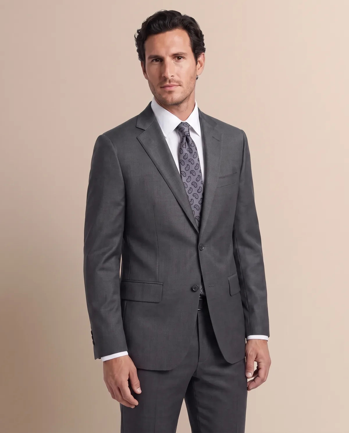 Vestido Slim Fit Brooks Brothers VE00000C-BB - gris-4 - Modelo cuerpo completo